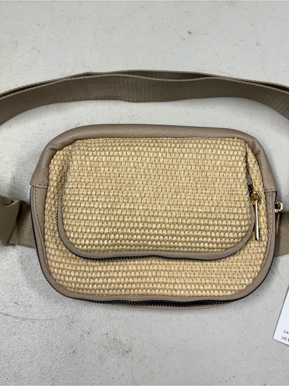 Maurices Beige Straw-Weave Crossbody Belt Bag